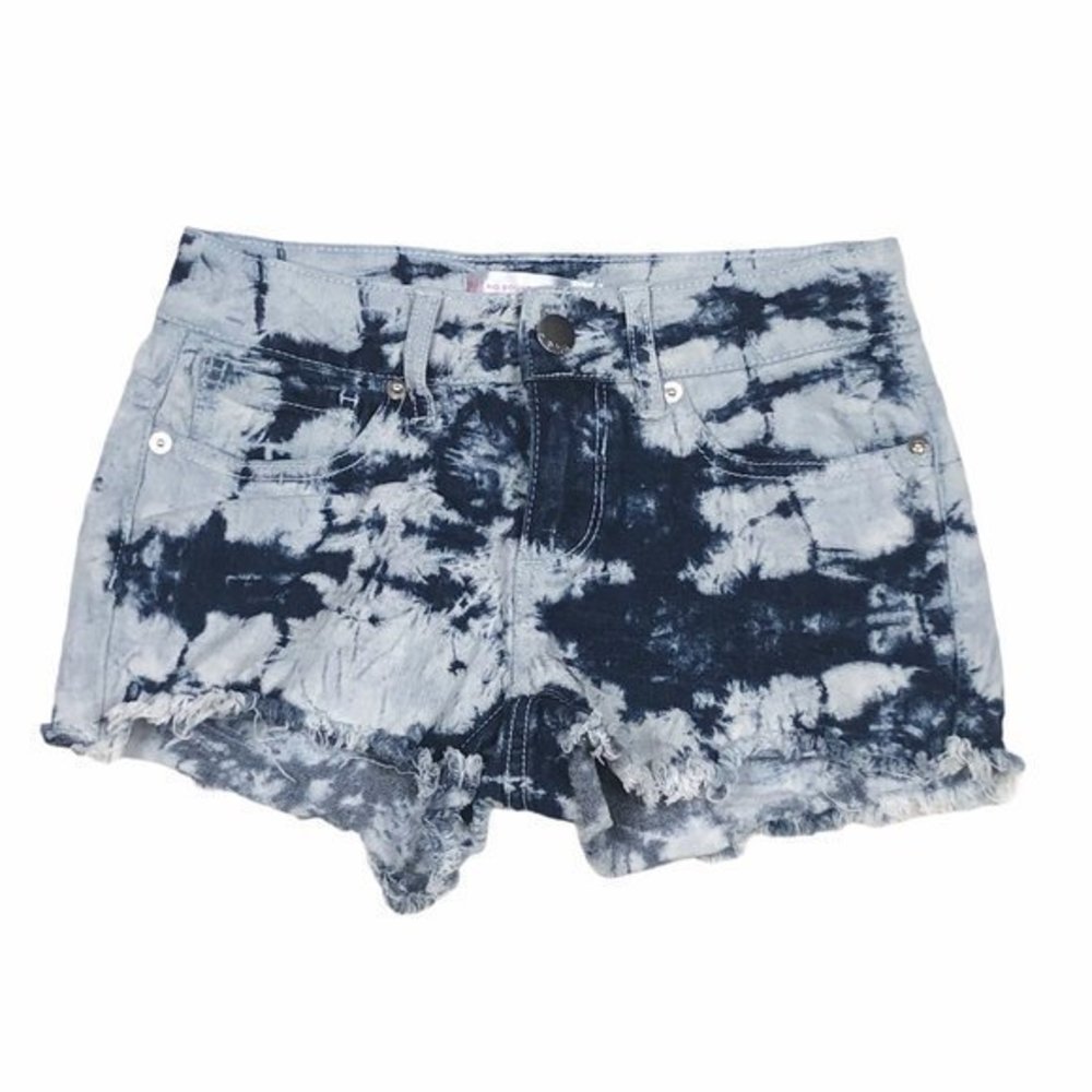 NOBO Womens Juniors Tie Dyed Denim Shorts Blue Sz1